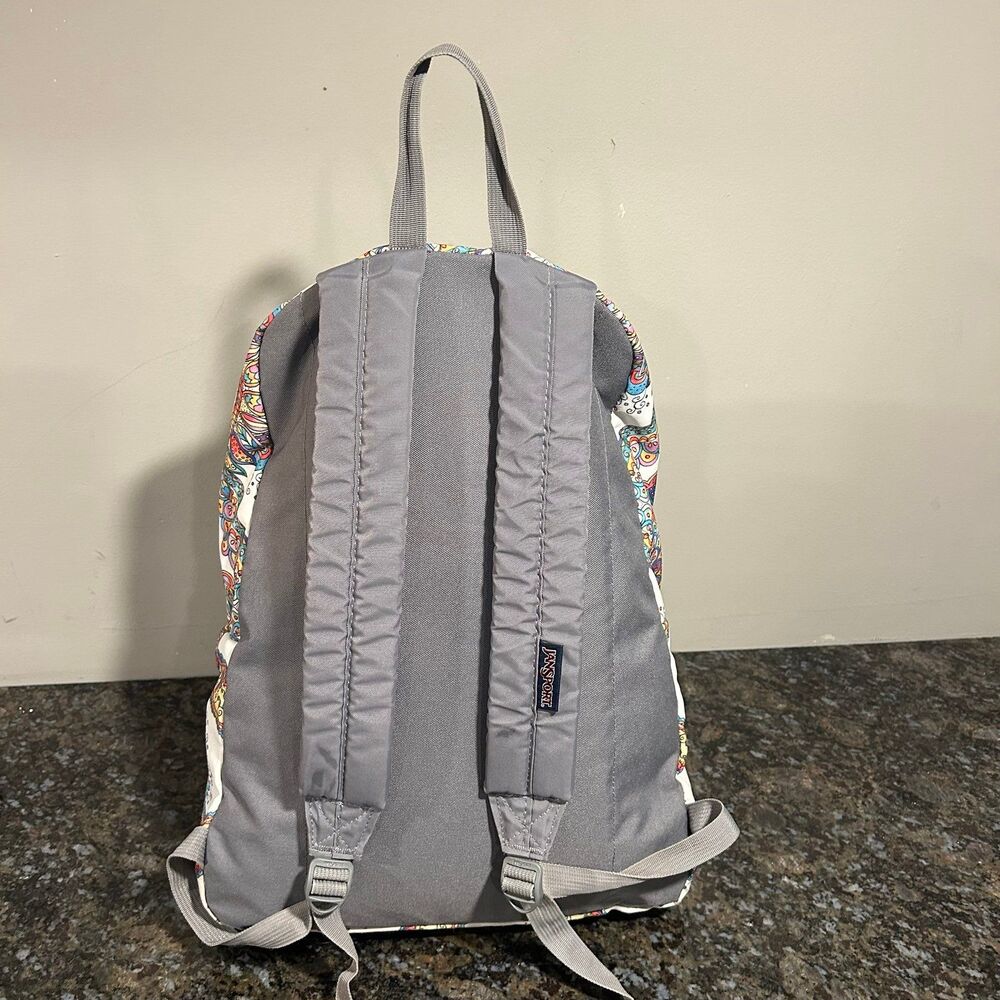 Jansport Superbreak White Boho Paisley Print Classic Single Compartment Backpack - Picture 6 of 10